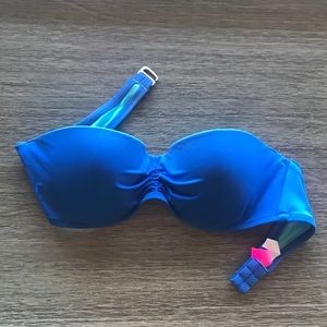 Royal Blue Ruched Strapless VS Bikini Top